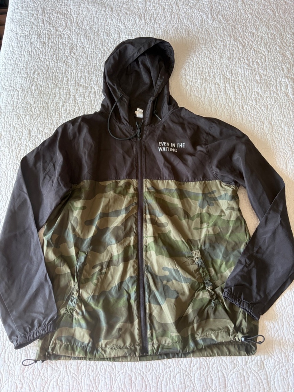 Even In The Waiting Women's Black & Camo Windbreaker